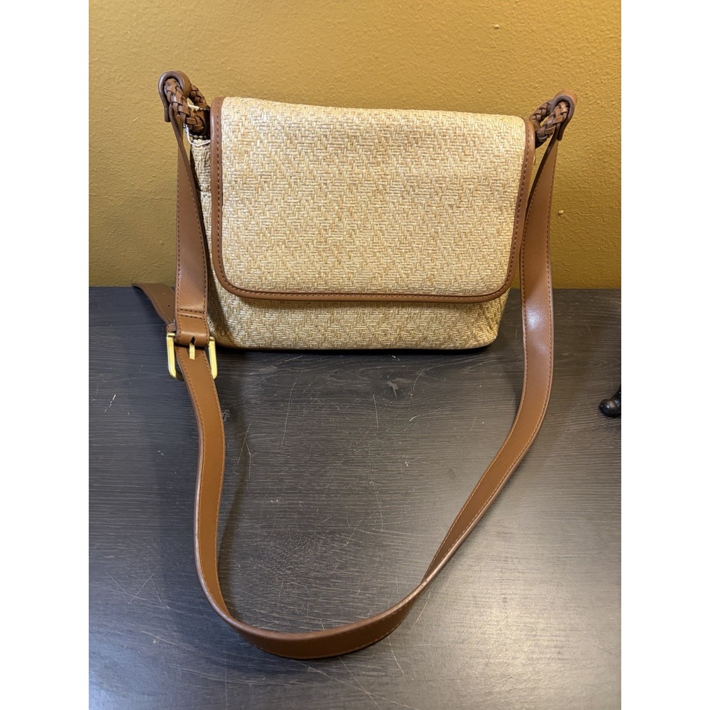 Relic Womens Tan Brown Woven Flap Inner Pockets Classic Crossbody Bag
